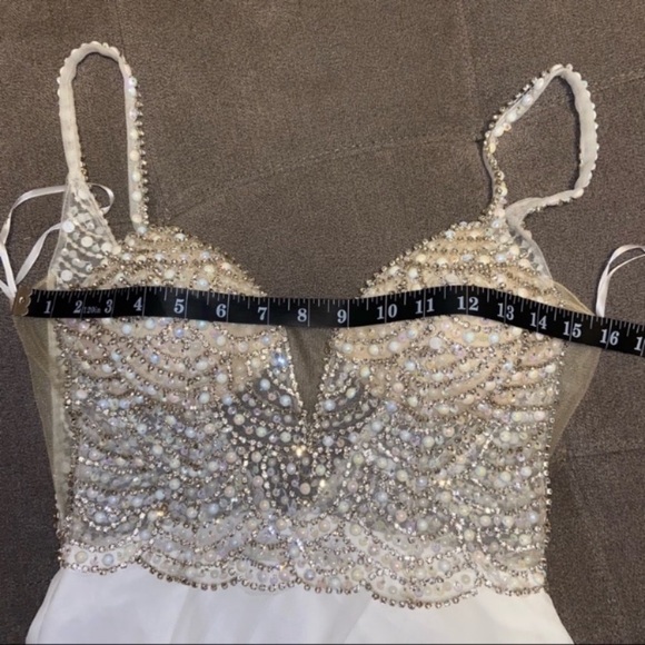 NWOT Lulus Luxe True Love White Beaded Rhinestone Maxi Dress - Picture 11 of 13